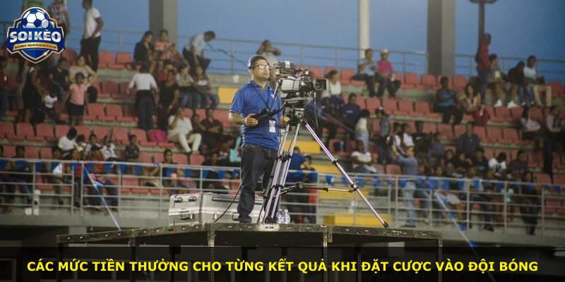 Các mức tiền thưởng cho từng kết quả khi đặt cược vào đội bóng